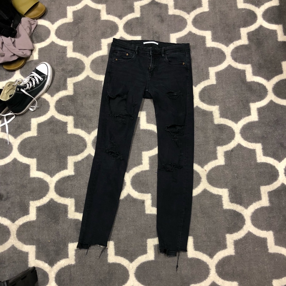 Zara black ripped jeans